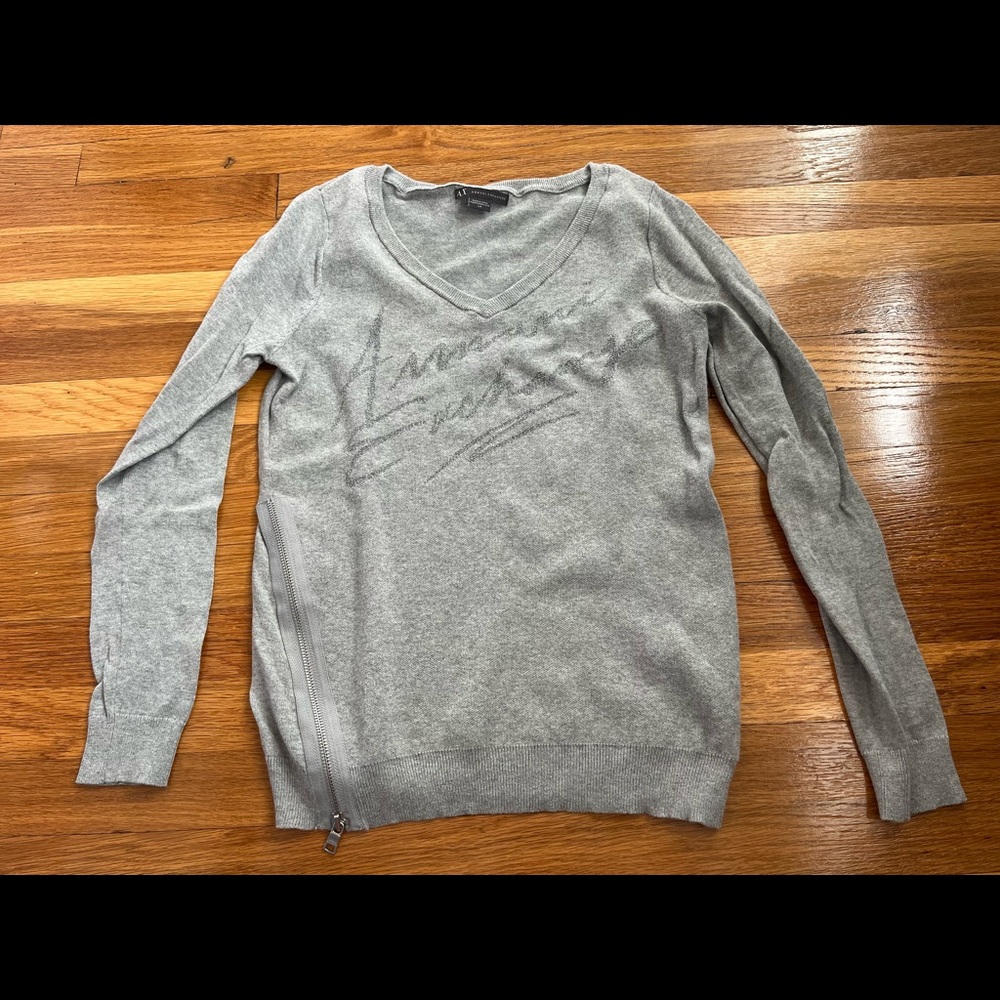 A/X Armani Exchange V-neck Gray Sweater Size SP